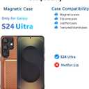 Designed for Samsung S23 Ultra Case, Galaxy S23 Ultra Case with Card Holder, Supporting for Mag-safe & Magnet, Knitted PC Cover with Soft TPU Edges, Anti-slip & Shock-absorbing,Business Design(Orange)
