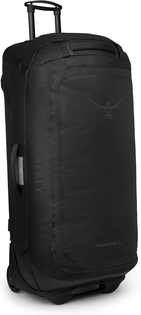 Osprey Transporter 120L Wheeled Travel Duffel Bag - Extra Large Lightweight Rolling Suitcase for Men and Women, Raven Black
