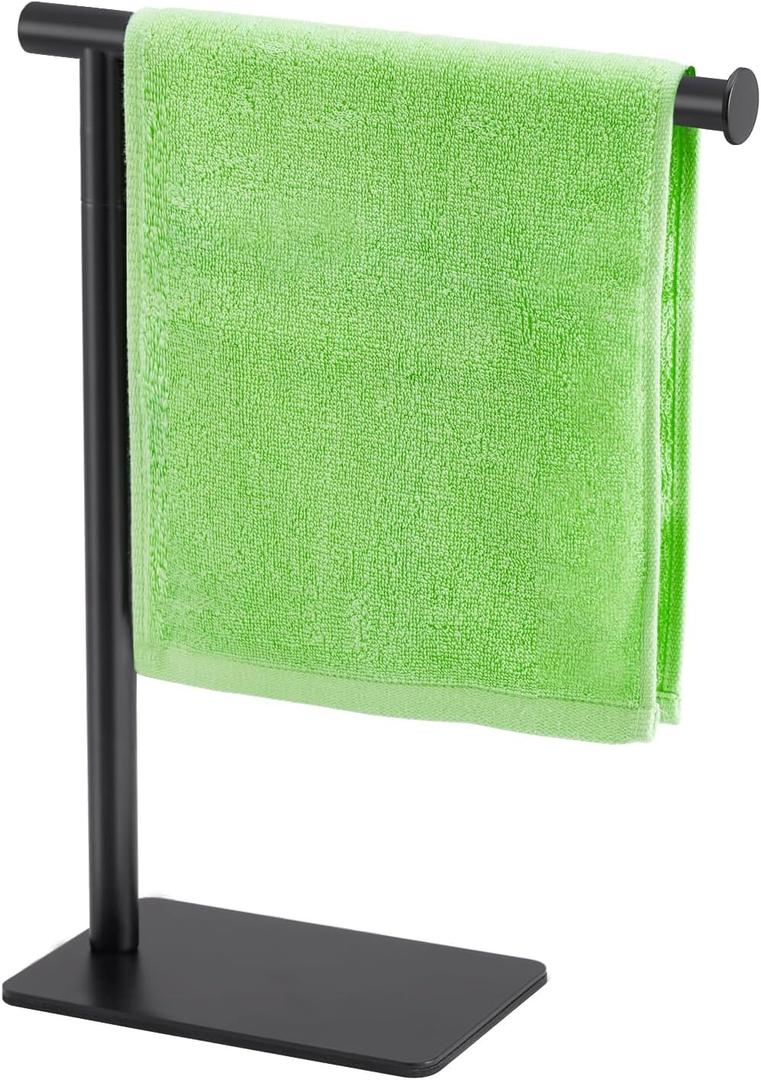 Hand Towel Holder Stand, DECLUTTR Stainless Steel Towel Rack for Bathroom Countertop, Black Free Standing Hand Towel Rack