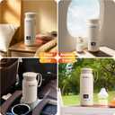 Portable Bottle Warmer for Travel, 10 Oz Baby Botle Warmer with Adjustable Temperature & Keep Warm for Formula, Breastmilk, Cordless Milk Warmer, Rechargeable Water Warmer for Outdoor (Beige)