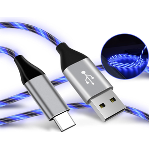 Light Up USB C Cable, LED Fast Charger Type C Charging Cords, USB-A to USB-C Compatible with Samsung Galaxy S20/S10/S9/S8, LG V40/V30 and More (Blue, 6 ft)