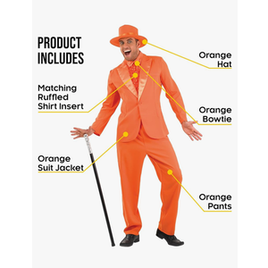 fun shack Orange Tuxedo Costume For Men, Orange Suit Outfit, 90s Movie Character Costume, Halloween Attire Size XL
