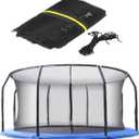 Trampoline Safety Net Replacement, 12FT UV Resistant Trampoline Enclosure Surround Netting with Zippers and Buckles, Fits Most Outdoor Garden Round Frames Trampolines Accessories (Black)