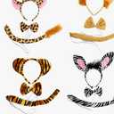 4 Sets Zoo Animal Headbands for Adults, Halloween Ears and Tail Set Costume Accessory