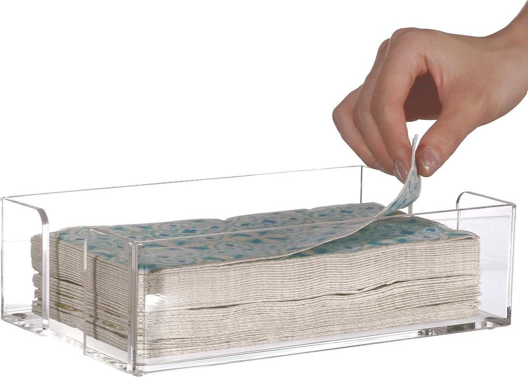 Cq acrylic Guest Towel Napkin Holder for Table, 9"x 5.5" Clear Dinner Modern Flat Dinner Napkins Holder in kitchen or Dining room, Luxury restaurant Countertops & Outdoor Tables,Pack of 1
