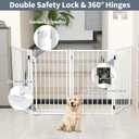 Metal Freestanding Dog Gates with Door for Outdoor Indoor,80'' Extra Wide 36'' Tall Free Standing Dog Gate for Doorways,Large Openings,Deck,Yard,Porch,Foldable Pet Fence(White,4 Panels)