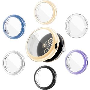 6-Pack Watch Cases with Screen Protector Compatible with Google Pixel Watch 1/2/3 (41mm), Soft TPU Flexible Scratch Resistant Covers for Pixel Watch1&2&3 41mm (6 Colors Pack)