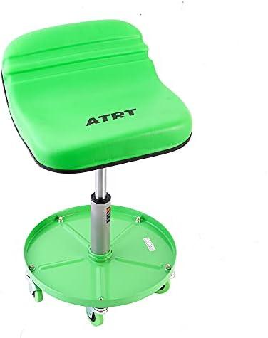 ATRT 300-LB Capacity Pneumatic Mechanic Roller Seat, Adjustable Rolling Stool, with 2.5-inch Heavy Duty Casters and Tool Tray, Green
