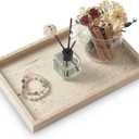Travertine Tray,Bathroom Vanity Tray Non-Ceramic/Non-Resin,Marble Perfume Decorative Tray 12 x 8 inch (Travertine)