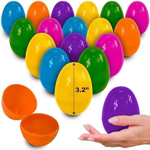 stargo 36 Pack - Plastic Easter Eggs Empty 3.2” Large Plastic Eggs Fillable for Easter Egg Hunt, Easter Egg Basket, Party Favor, Surprise Egg. Set of Bright Multicolored Eggs