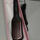 MEGAWISE Pro Ceramic Ionic Hair Straightener Brush for Home Salon | MCH Fast 20s Heating Tech with Auto-Off Safety | Anti-Scald with Universal Dual Voltage | Rotatable Power Cord (Black)