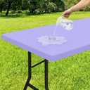 Smiry Rectangle Tablecloth, Elastic Fitted Flannel Backed Vinyl Tablecloths for 6ft Folding Tables, Waterproof Wipeable Table Covers for Indoor, Outdoor, Picnic and Camping (Lavender, 30"x72")