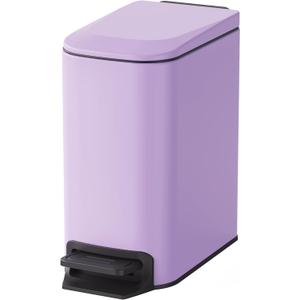 Cesun Small Bathroom Trash Can with Lid Soft Close, Step Pedal, 6 Liter / 1.6 Gallon Stainless Steel Garbage Can with Removable Inner Bucket, Anti-Fingerprint Finish (Purple)