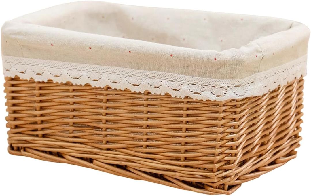 Handmade Storage Baskets Hand Woven Wicker Shelving Baskets Rectangle 1 Pc