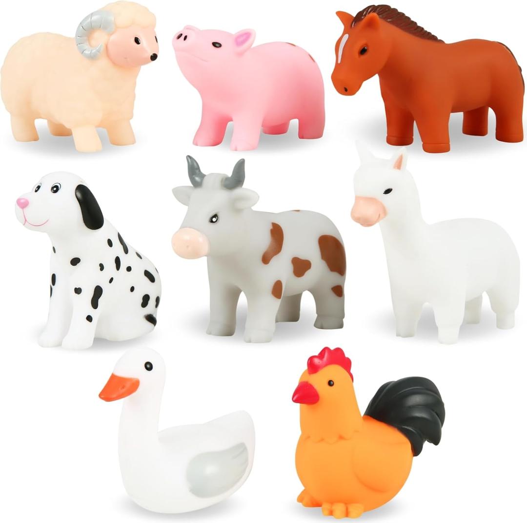 XY-WQ Bath Toys No Hole, for Infants 6-12& Toddlers 1-3, No Hole Bathtub Toys (Animal , 8 Pcs with Mesh Bag)