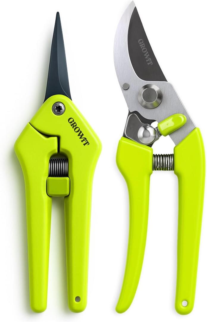 Craft911 Pruning Shears & Gardening Scissors Set - 7" Titanium Coated Sharp Garden Clippers, Stainless Steel Flower Shears for Plant - Garden Pruners, Florist Scissors with Non-Slip Grip, 1