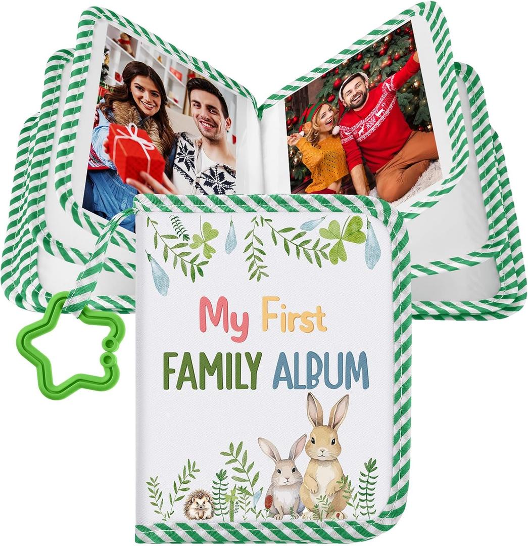 My First Family Album for Baby Holds 17 4x6 Pictures Baby Photo Album Soft Cloth Book for Kids Toddlers Family Memory Gift
