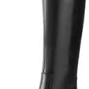 Shoe'N Tale Women's Knee High Boots Square Toe Mid Chunky Block Heeled Tall Boots Side Zipper (Black)