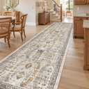 Madane Hallway Rug 3x10, Kitchen Rugs Washable Entryway Rug Vintage Kitchen Runners Non Slip Indoor Area Rug Farmhouse Carpet Runner for Bathroom Living Room Bedroom, Brown/Gold
