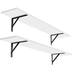 DINZI LVJ Long Wall Shelves, 47.3Inch Wall Mounted Shelves Set of 2, Extra Large Floating Storage Ledges with Sturdy Metal Brackets for Living Room, Bathroom, Bedroom, Kitchen, White