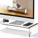 Clear Acrylic Monitor Stand Riser 1 Tier, 4 Inches High Clear Computer Desk Organizer Shelf for Multi Media PC Storage Laptop