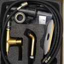 KENES Pull Down Bathroom Faucet with Sprayer, Brushed Gold Single Handle Bathroom Sink Faucet with Pull Out Sprayer, Vanity Bar Faucet with Pop Up Drain & Deck Plate, LJ9055A4