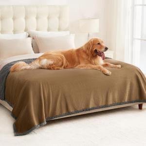 Luciphia Waterproof Blanket for Large Dogs Liquid Proof Furniture Protector Washable Pet Reversible Bed Cover for Couch Soft Sherpa Fleece Cat Blankets for Small Medium Black X-Large 85" x 57"