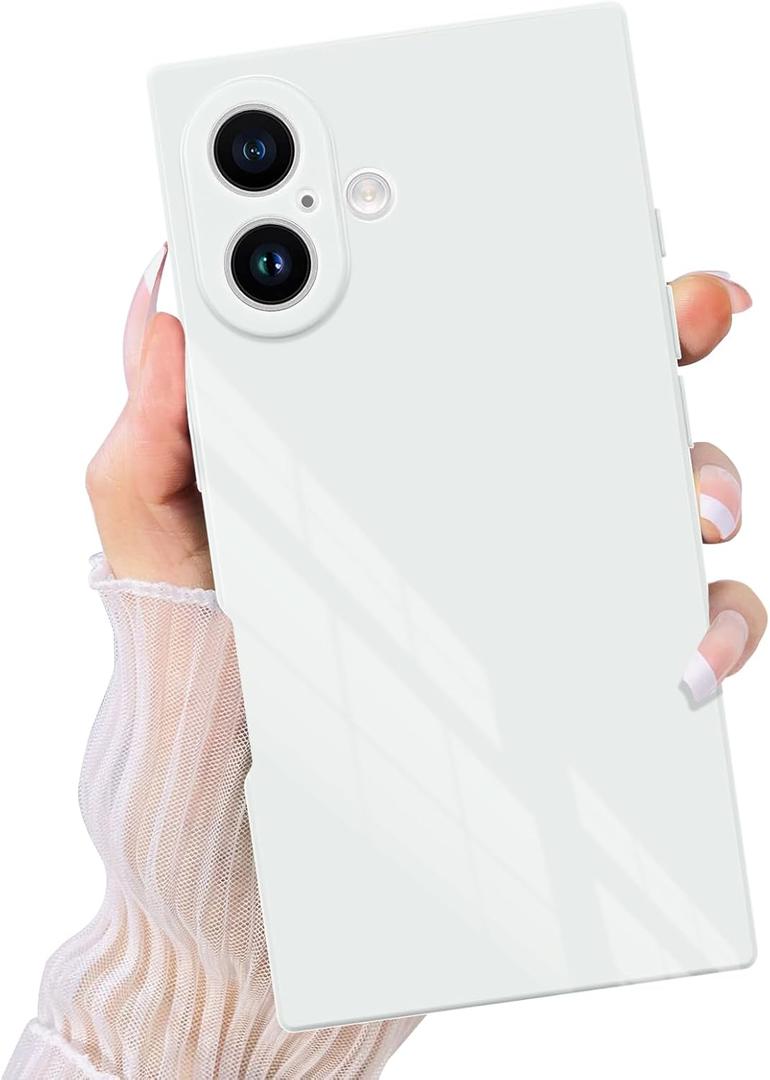 Compatible with iPhone 17 Case Rectangle, Support Magnetic Wireless Charging, Full Camera Protection, Slim Shockproof Soft TPU for Women Men, Phone Case for iPhone 17 White