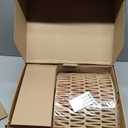 OUTON Boho Rattan Tripod Floor Lamp with Shelves, Dimmable Mid Century Modern Standing Lamp with Remote Control,Wood Tall Floor Lamps for Living Room Bedroom Office Farmhouse Bulb Included, Walnut