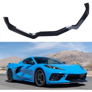 Front Glossy Black Bumper Lip Compatible with 2020 2021 2022 Corvette C8 ZR1 Style,2 PCS Front Bumper Lower Lip Splitter