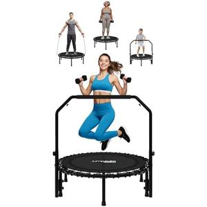 Jumpzylla Fitness Rebounder Trampoline for Adults, Mini Trampoline for Adults with Bar and Elastic Bands, Family Kids & Adult Exercise Trampolines Indoor/Outdoor, 450lbs, 40 inch
