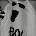 Women's Halloween Ghost Costume Set for Women Adult, 4PCS 2025 Ghosts Poncho Costume White Ghost Capes with BOO Headband Candy Bag Striped Leg Sleeves for Halloween Cosplay Party Outfit