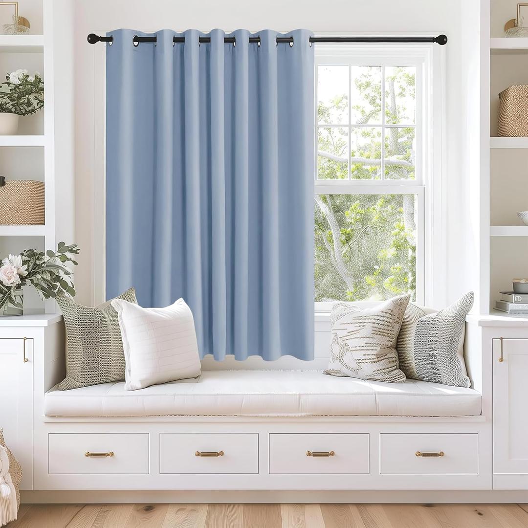 NICETOWN Blackout Curtains 63 inches Long for Living Room Bedroom, Grommet Thermal Insulated Room Divider Drape Window Treatment for Sliding Patio Door, W100 x L63, 1 Panel, Vintage Blue