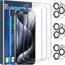 Ferilinso 3 Pack Screen Protector for iPhone 15 Pro with 3 Pack Tempered Glass Camera Lens Protector Phone Case Friendly Ultra Accessories Protector de Pantalla for Apple iPhone 15 Pro