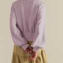 Ziqoty Womens Mockneck Sweatshirt Cropped Oversized Turtleneck Top Balloon Sleeves Pullover Casual Loose Fitting Tops(Pinkpurple-M) (M)