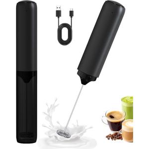 Rechargeable Milk Frother with Cover, Easy to Carry Drink Mixer Handheld, Electric Frother Wand for Coffee, Latte, Cappuccino, Frappe Drink, Hot Chocolate