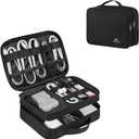 MATEIN Electronic Organizer Travel Case, Small Double Layers Cable Organizer for Travel Accessories, Water Resistant Portable Tech Case for Phone, Cords, Charger, Earphone, Tech Gifts, Black