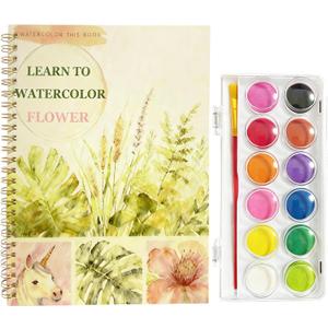 Watercolor Workbook,12 Colors Water Color Books Paint, Beginner-Friendly Watercolor Workbooks with Paint Brush