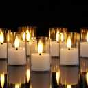 Homemory Acrylic Led Votive Candle with Auto Timer, 1.5" x 2.4" Flameless Led Tealight, Battery Powered Fake Electric Candles for Wedding Centerpiece, Table, Christmas Decor (12Pack)