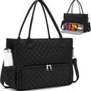 2-in-1 Lunch & Laptop Tote Bag 15.6" Work Bags for Women Polyester Casual Teacher Nurse Bag Laptop Briefcase (Black)