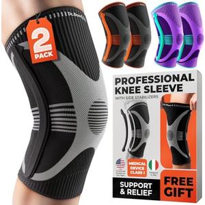 DR. BRACE ELITE Knee Brace with Size Stabilizer (2 Pack) Knee Brace for Women & Men, Workout, Sports, Daily Knee Compression Sleeve for Maximum Knee Pain Support & Fast Recovery (Mercury, Medium)