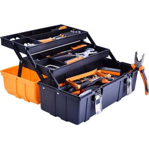 17-Inch Three-Layer Plastic Storage Box/Tool Box/Sewing Box Organizer, Multipurpose Organizer and Portable Handled Storage Case for Art Craft and Cosmetic