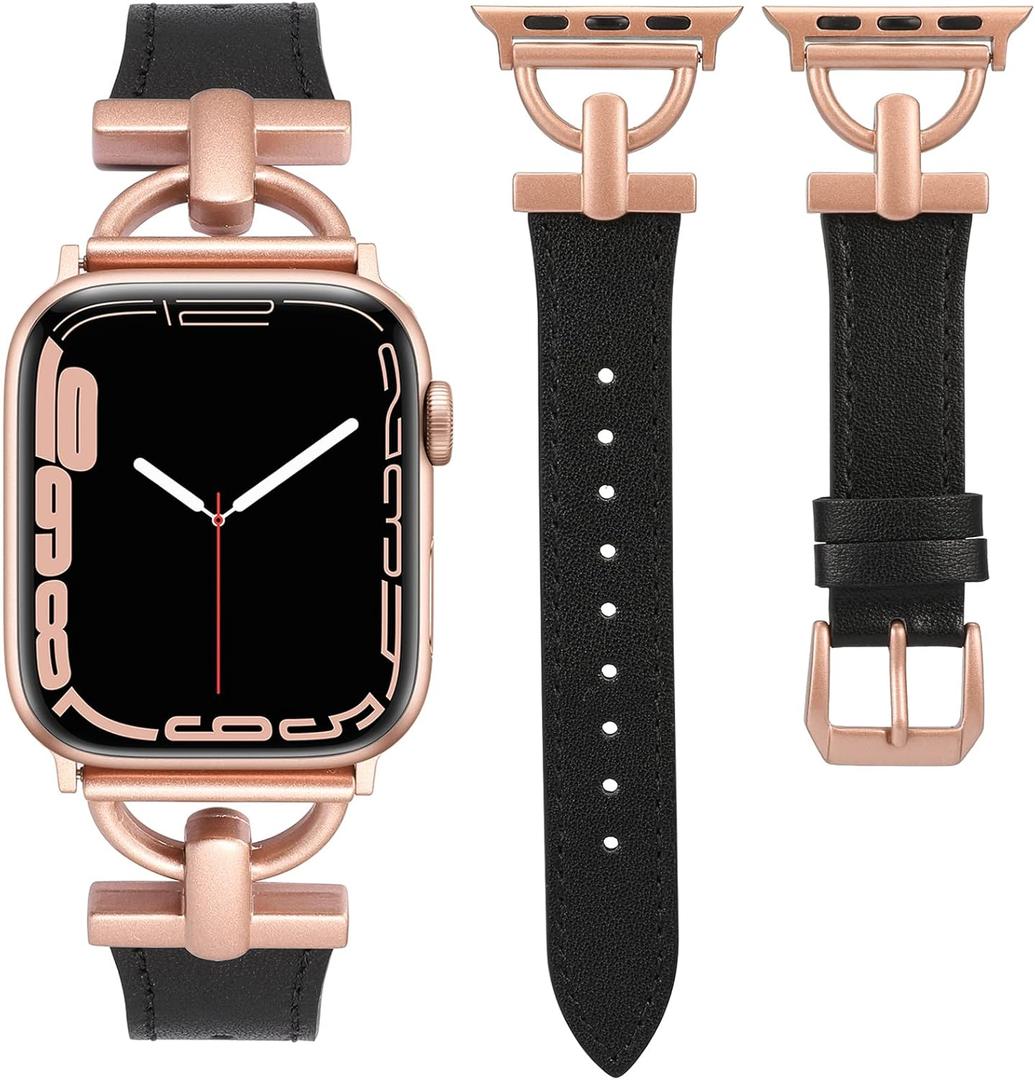 Wearlizer Leather Band Compatible with Apple Watch Bands Women 41mm 40mm 38mm 49mm 46mm 45mm 44mm 42mm, Fancy Dressy Strap for iWatch Series 11 10 9 8 7 6 5 4 3 SE/Ultra 3 2 1