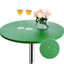 JISEN Cocktail Waterproof Round Table Topper Cap Spandex Fitted Stretchable Tablecloth Cover 24 Inch Jade Green