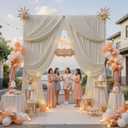 20ftx12ft Beige Backdrop Curtains for Parties, Wrinkle Free Polyester Beige Photo Backdrop Drapes 4 Panels 12 ft Long Back Drop Cloth for Wedding Birthday Photography Background