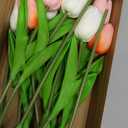 BLISOUL Real Touch Artificial Tulips, 20pcs Fake Tulip Flowers Stem, PU Faux Tulips 13.5” for Mother's Day, Home Decor, Wedding, Easter Valentine's Gift, Table Centerpieces, Pink Series and White