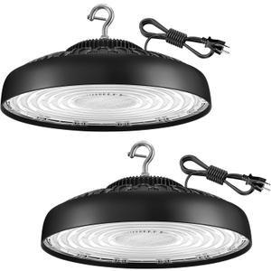 2 Pack 400W UFO LED High Bay Light, 60000LM 5000K Daylight, Replaces 1600W MH/HPS, for Warehouse, Workshop, Gym, Stadium, Industrial & Commercial Lighting Non-dimmable, 5000K, 400W 2 PACK