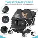 Double Pet Stroller for 2 Dogs & Cats, Side-by-Side, Black
