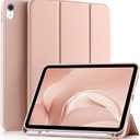 Akkerds Compatible with iPad (A16) 11th Generation Case 11 Inch 2025, for iPad 10th Generation Case 10.9 Inch 2022 with Pencil Holder, Slim Trifold Stand Protective Cover with Soft TPU Back, Rose Pink