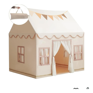Large Kids Tent Playhouse Base Fabric with Star Lights, Flags and Tote Bags, Kids Play Tent Indoor & Outdoor, Washable Teepee Tent for Boys & Girls, Play House for Toddler, Neutral Color